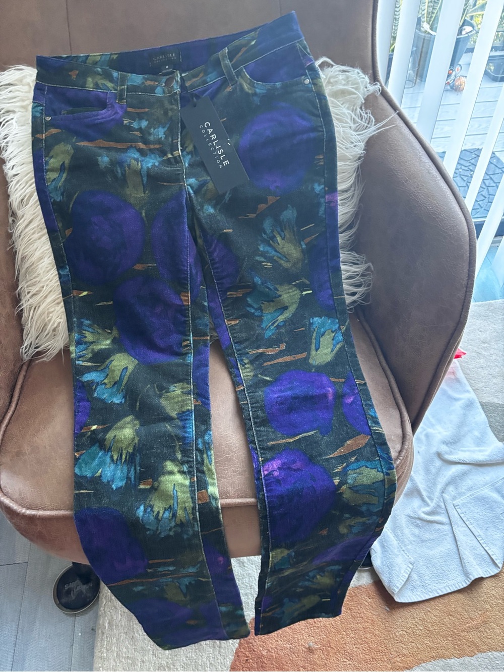 Carlisle Women’s Purple Floral Skinny velvet Jeans